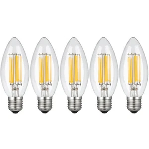 5 Pack 4W LED Filament Edision Light Bulbs E12 Candle Bullet Bulb Warm White - Picture 1 of 4