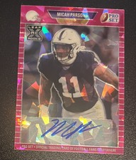 SUPER RARE!! 2021 PRO SET PINK CRACKED ICE MICAH PARSONS AUTO ROOKIE CARD #9/25!