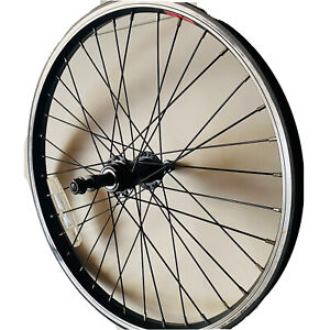 20” Black Rear Screw-on Rim Brake Bicycle Bike Wheel Solid Axle