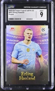 2023-24 Topps FugenZ UEFA CC Erling Haaland #001 Purple /25 – CGC  9 SHORT PRINT - Picture 1 of 2