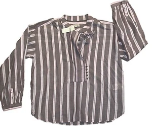 Anthropologie Pilcro Women’s Striped Popover Blouse-Button Top Sz M P $118 NWT - Picture 1 of 13