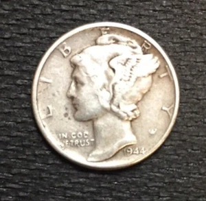 1944 P Mercury Dime - VG/VF Quality - 90% Silver - Actual Coin Pictured - MD4403 - Picture 1 of 2