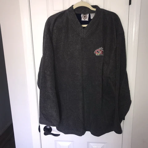Vtg Pro Edge Columbus Blue Jackets NHL V Neck Fleece XL Embroidered Cover