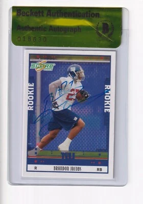 Brandon Jacobs Autographed 2005 Score Rookie #379 Giants Beckett Authentic - Image 1 of 2