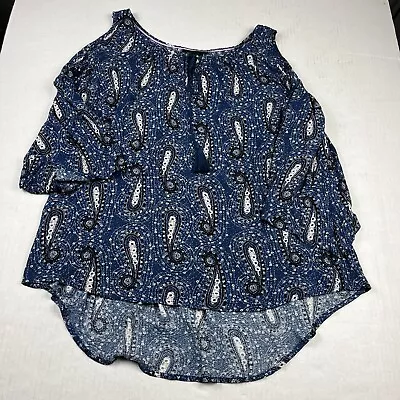 Blusa Campesina Nanette Lepore Hombro Frío Cachemira Manga 3/4 Informal Top XL Foto 1 de 4