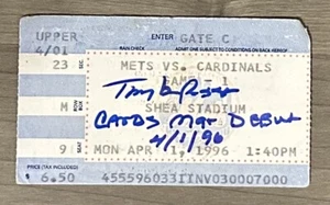 Tony LaRussa St. Louis Cardinals Managerial Debut Signed Ticket Stub 4/1/96 JSA - Picture 1 of 2