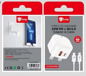 20W PD+QC 3.0 IPHONE ADAPTER CHARGER WITH C-LIGHTING CABLE - Picture 1 of 3