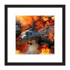 Jenkins Military UK Lynx Mk8 Helicopter Fire Smoke Photo Framed Wall Art 8X8 In