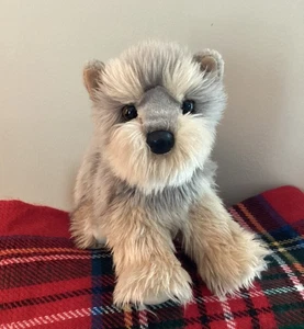 DOUGLAS Terrier Puppy Dog 9” REALISTIC 2019 Cuddle Toy Plush Brown Gray #1897* - Picture 1 of 13
