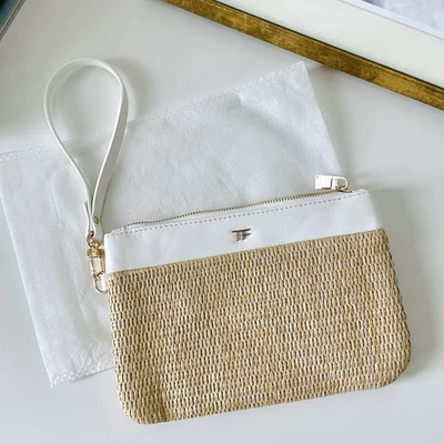 Bolso de Cosméticos Tom Ford Rafia y Cuero Pulsera/Embrague/Zip Foto 1 de 4