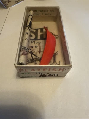 Señuelo de pesca vintage Helin Flatfish F6 RFL con caja y papeleo fucsia brillante Foto 1 de 3