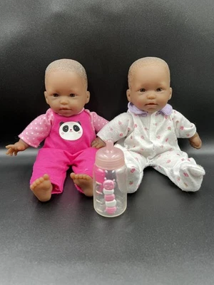 BERENGUER African American Set of two 10" Vinyl/Bean bag Baby Dolls -JC Toys - Image 1 of 4