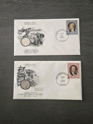 2005 Lewis & Clark Commemorative Nickel Set First Day Covers Philadelph Mint COA - Image 1 of 4