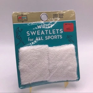Vintage Kmart Handgelenk Schweißband Sport Sweatlets weiß Frottee New old stock - Bild 1 von 3