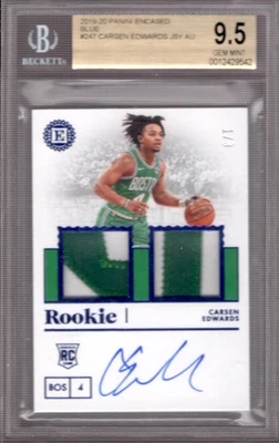 Carsen Edwards 2019-20 Panini Encased BGS 9.5/10 Rookie RC 2Clr parche automático #1/3 Foto 1 de 2