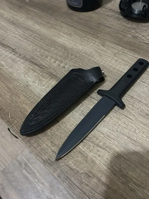 Cuchillo de hoja fija ultraligero vintage Parker Cut Co Smokey Mtn con funda de cuero Foto 1 de 4