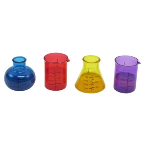 Novelty Chemistry Beaker Plastic Drink Shot Glass Set Science Flask Party Supply - Picture 1 of 7
