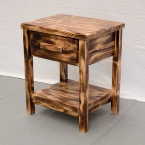 Farmhouse Torched 1 Drawer Nightstand- Solid Wood/Made in USA/Free Shipping - Picture 1 of 5