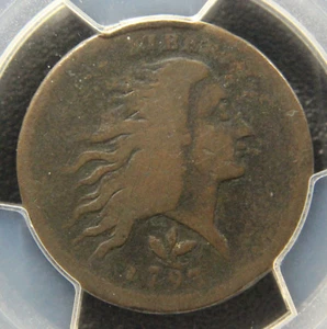 1793 Flowing Hair Large Cent, Vine and Bars Edge, S-9, PCGS VG-8 - Picture 1 of 4