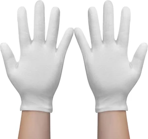 Cotton Gloves for Dry Hands Sleeping, 4 Pairs White Cotton Moisturizing Eczema G - Picture 1 of 12