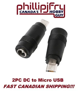 2Pc DC 5.5*2.1mm female jack plug to micro USB 5pin male power Fry The Hobby Guy - Photo 1 sur 10