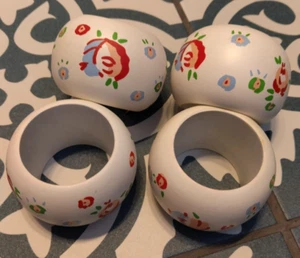 Cath Kidston Floral Wooden Napkin Rings x 4 - Picture 1 of 11