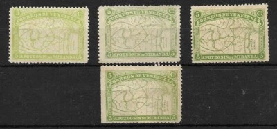 Venezuela: 1896; Scott 137, 3 varieties color tones, +1 edge, authentic, EBV151 - Image 1 of 2