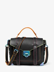 $695 BOLSO MICHAEL KORS MANHATTAN NEGRO NEÓN MEDIANO CARTERA LOGO ME ENCANTA - Imagen 1 de 3