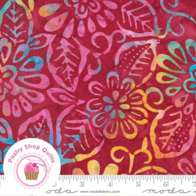 BERMUDA 4359 17 Red Ruby Floral MODA BATIKS Quilt Fabric - Image 1 of 4