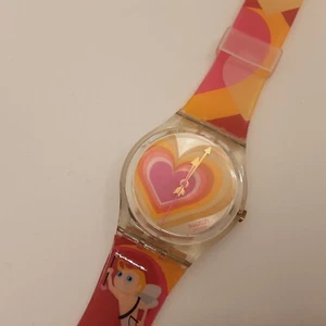 Vtg Swatch Watch 'Aiming For Your Heart' GE107 Cupid Valentine NEW BATTERY  - Picture 1 of 9