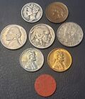 Lot de 8 pièces Inconic : Mercury Dime Liberty V nickel buffle tête indienne date complète