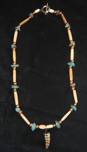 Arizona Rattlesnake Tail Necklace Bone Beads Copper plate Brass AZ Turquoise - Picture 1 of 2