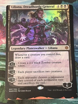MTG NFC "miscut" Foil Liliana, Dreadhorde General War of the Spark #3 - Image 1 of 2