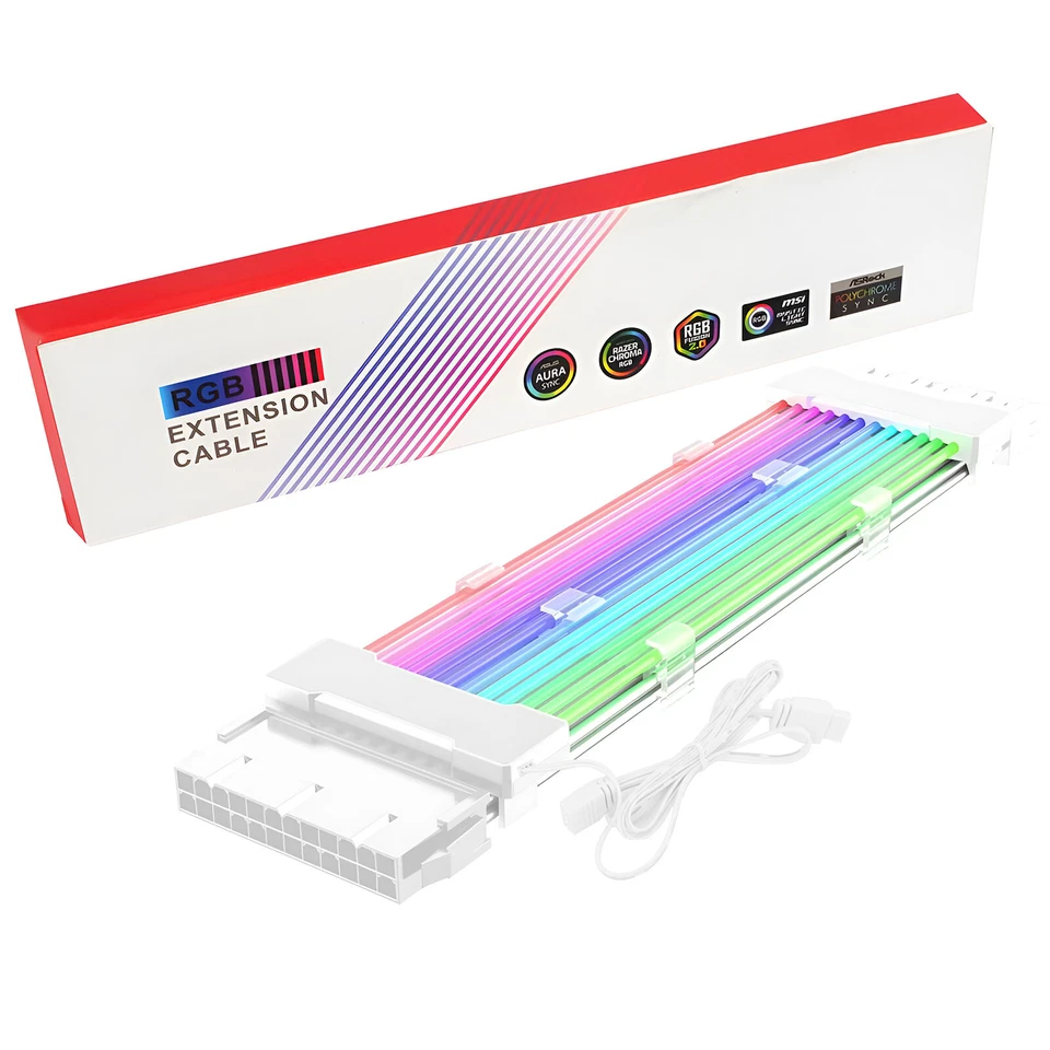 24 Pin ATX Addressable RGB Power Extension Cable 5V ARGB SYNC - Image 1 of 4