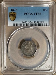 1875 PCGS VF35 Liberty Seated Dime 10c - Picture 1 of 2