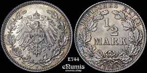 Imperio Alemán, 1/2 Marco 1905 D, Munich, UNC - Imagen 1 de 4