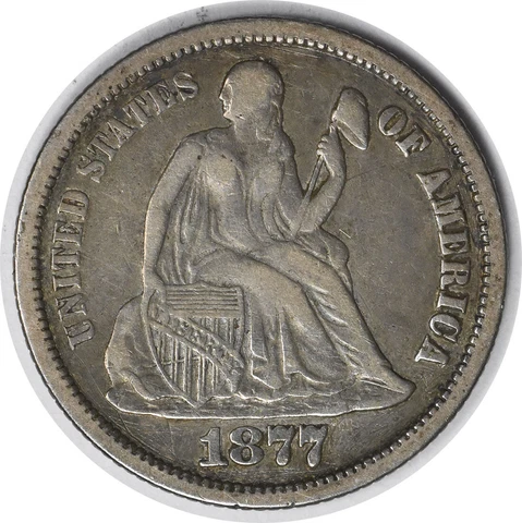 1877-CC Liberty Seated Silver Dime Over Date FS-301 Choice VF Uncertified #324 Cover