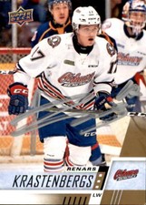 Renars Krastenbergs Signed Auto 17/18 Upper Deck CHL card #289 Oshawa Generals