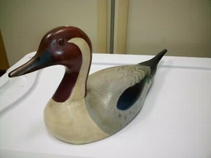 Vintage Wood Pintail Duck Decoy Glass Eyes Signed Bettie Lou - Picture 1 of 6