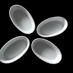 4 Pc Mini Creme Brulee Oval Porcelain Ramekin White Baking Casserole Dishes  - Picture 1 of 18