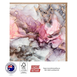 Black Pink & Gold Abstract Greeting Card - Australian Designs The Abstract set - Picture 1 of 3