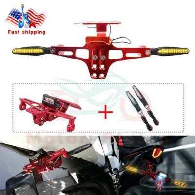 Kit eliminador de para-lama de motocicleta suporte de placa de licença com LED sinal de seta - Imagem 1 de 4