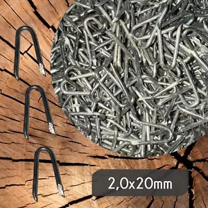 50-2500 Zaun Schlaufen Krampen 2,0x20mm Verzinkt Maschendraht Nägel U-Nägel - Bild 1 von 1