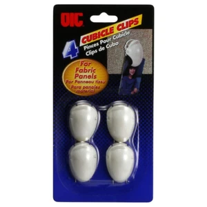 Officemate 4pk White Cubicle Clips, Reusable, Damage Free On Fabric Panels - Picture 1 of 3