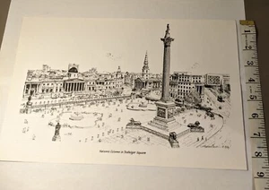 Vintage Bernard Smith Nelson's Column In Trafalgar Square Line Drawing - Picture 1 of 3