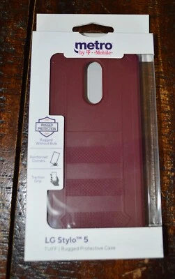 Funda protectora resistente LG Stylo 5 Tuff resistente sin granel borgoña nueva en caja  Foto 1 de 4