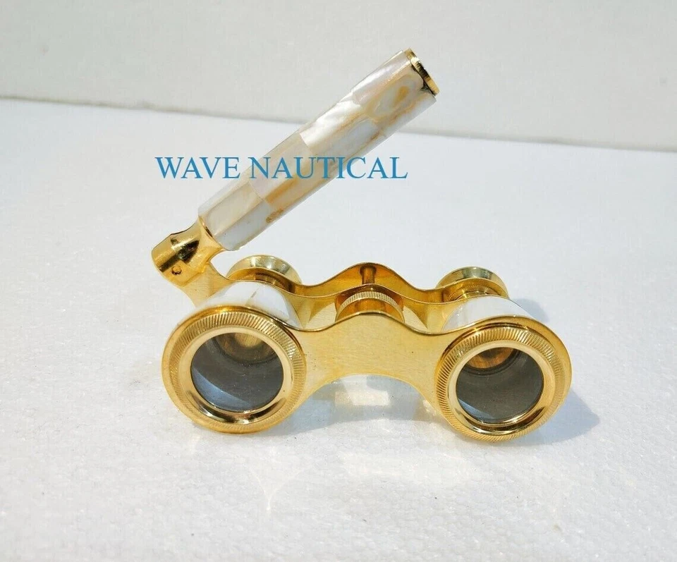 brass binocular with genuine mother of pearl  Deep Sea Beautifull handcrafted Foto 1 de 4