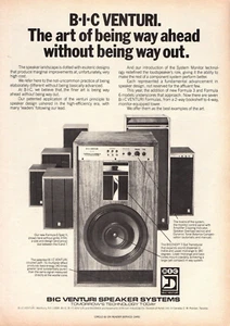 vtg 1970s BIC VENTURI SPEAKER SYSTEM MAGAZINE PRINT AD Stereo Formula 6 Pinup - Picture 1 of 1