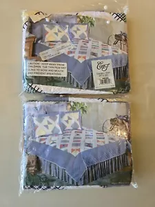 C&F HOME 21x27" Standard Quilted PILLOW SHAMS Blue/Yellow Patchwork NEW Set 2 - Picture 1 of 6