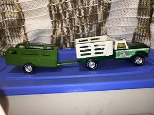 Vintage Pressed Steel Nylint Farms Green Pickup Truck W/ Not Correct Trailer - Picture 1 of 24